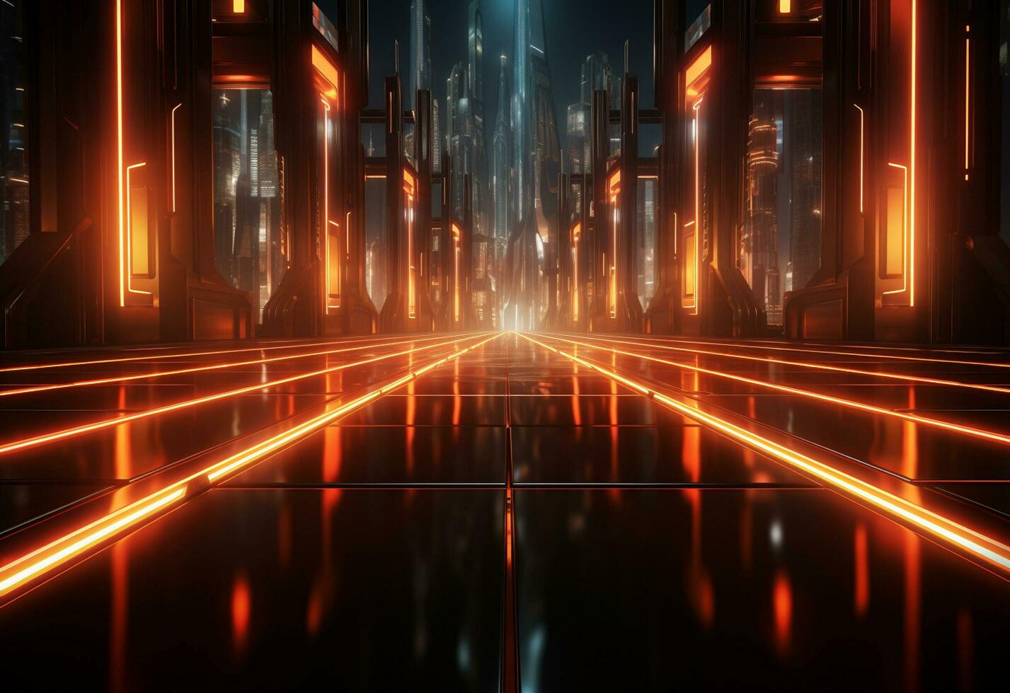 Ai Generative Yellow and red Neon illuminated futuristic backdrop realistic image- ultra hd- high design photo