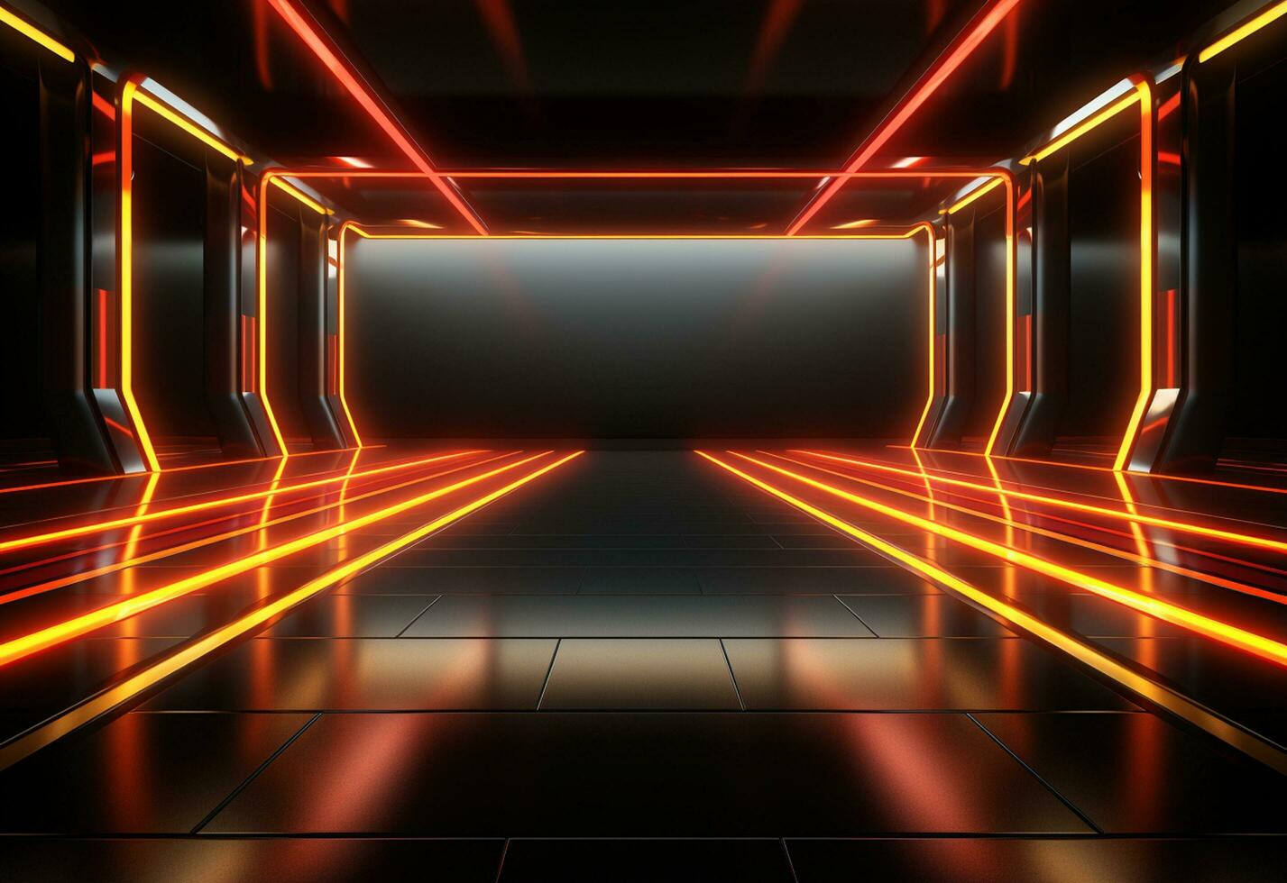 Ai Generative Yellow and red Neon illuminated futuristic backdrop realistic image- ultra hd- high design photo