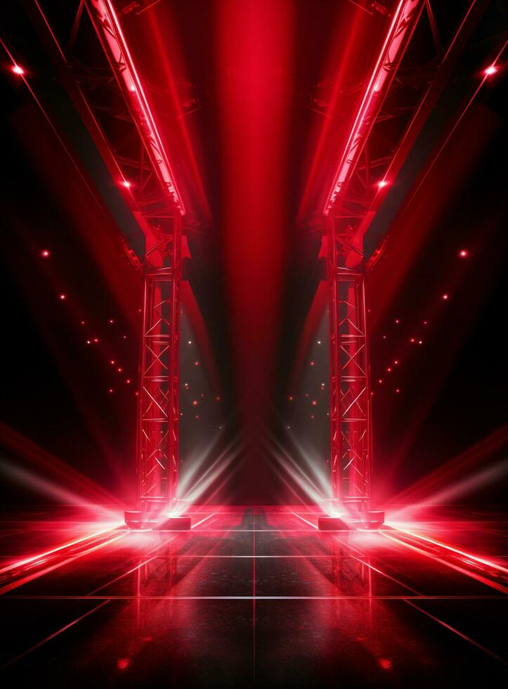 Ai Generative Backdrop Red Spotlights For Flyers, Banner and Backgrounds realistic image ultra hd high design photo