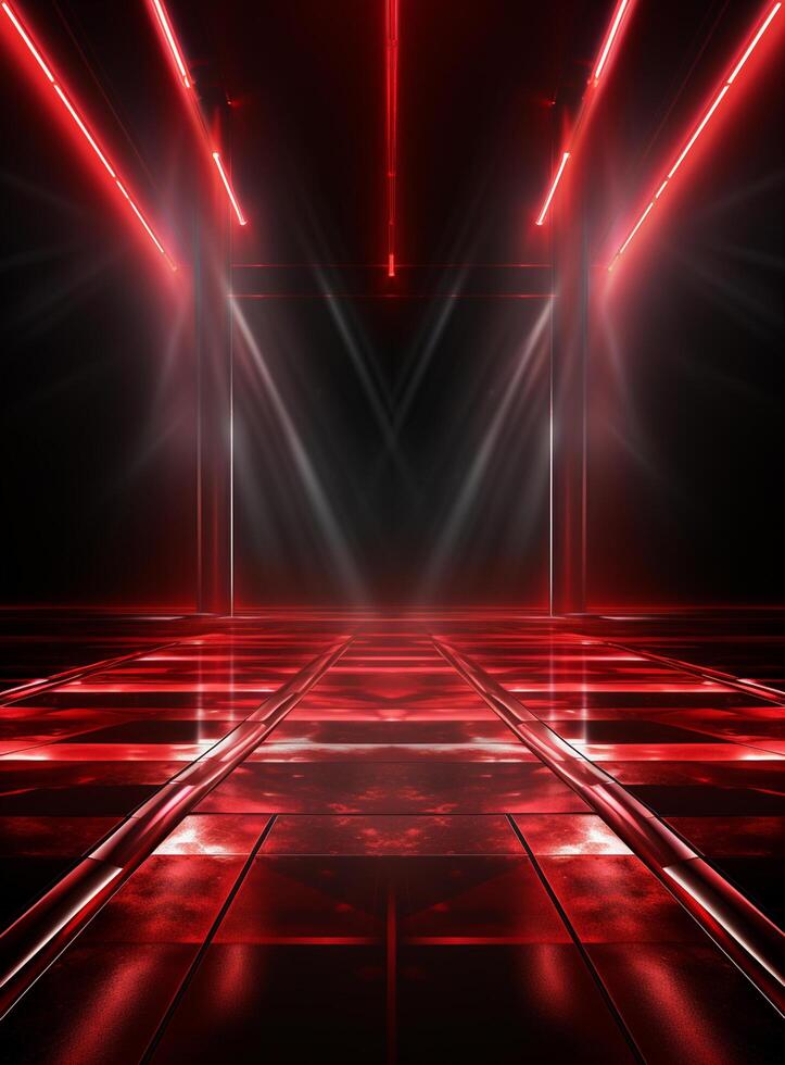 Ai Generative Backdrop Red Spotlights For Flyers, Banner and Backgrounds realistic image ultra hd high design photo