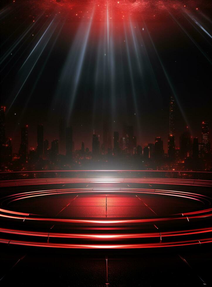 Ai Generative Backdrop Red Spotlights For Flyers, Banner and Backgrounds realistic image ultra hd high design photo