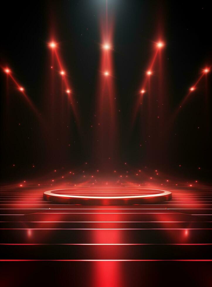 Ai Generative Backdrop Red Spotlights For Flyers, Banner and Backgrounds realistic image ultra hd high design photo