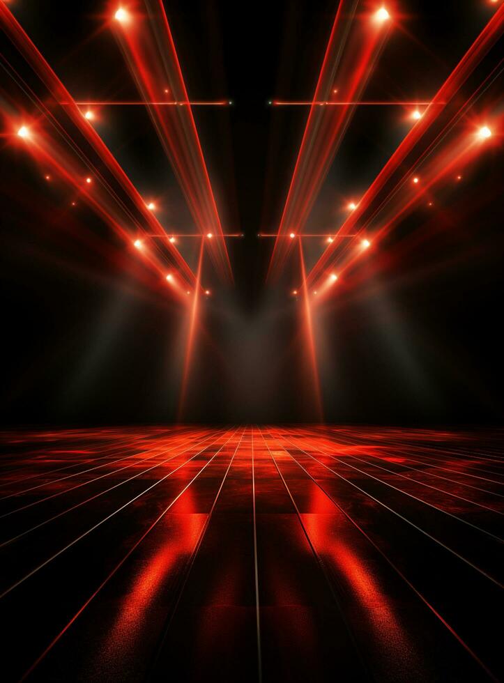 Ai Generative Backdrop Red Spotlights For Flyers, Banner and Backgrounds realistic image ultra hd high design photo