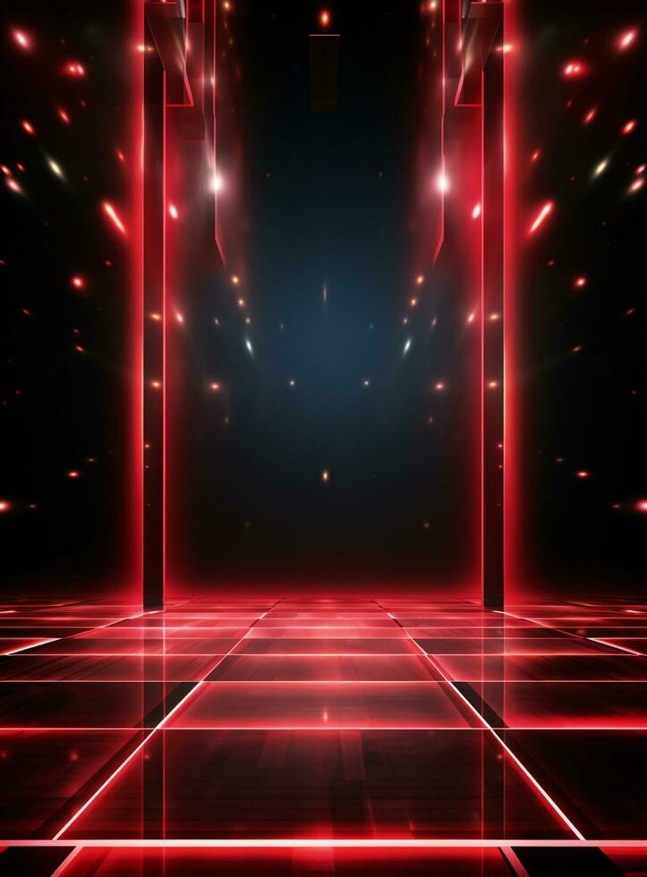 Ai Generative Backdrop Red Spotlights For Flyers, Banner and Backgrounds realistic image ultra hd high design photo
