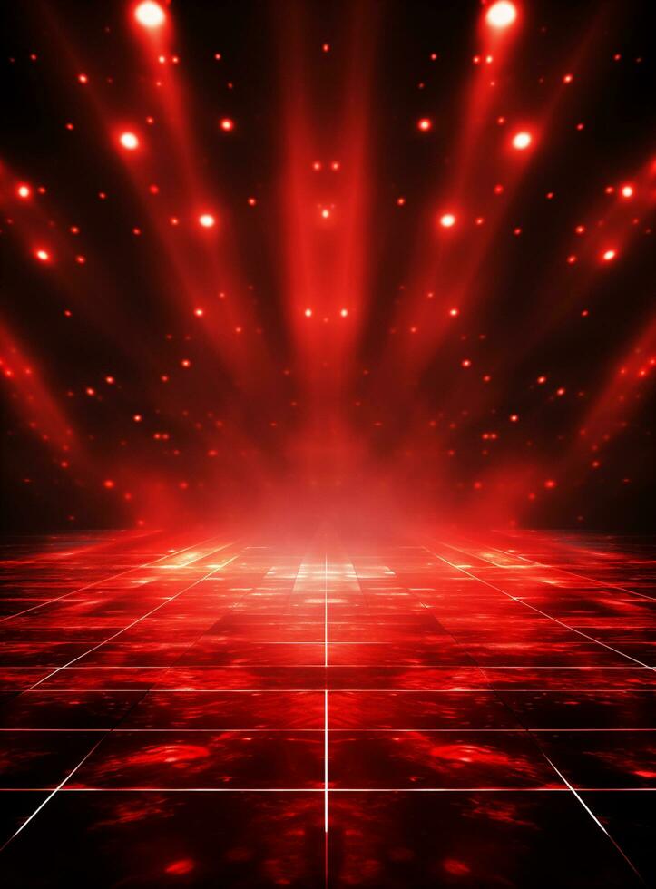 Ai Generative Backdrop Red Spotlights For Flyers, Banner and Backgrounds realistic image ultra hd high design photo