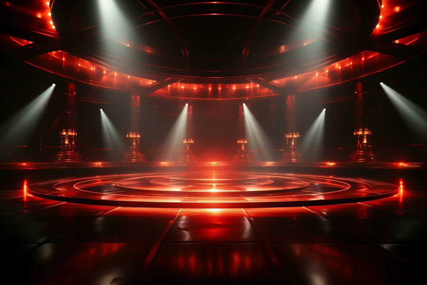 Ai Generaitve Backdrop With Illumination Of Red Spotlights For Flyers realistic image ultra hd high design photo
