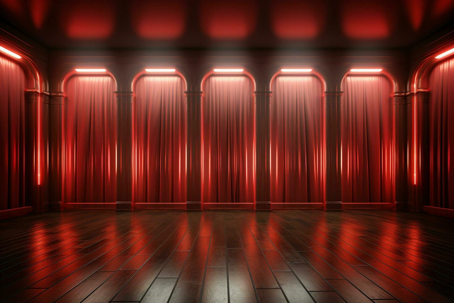 Ai Generaitve Backdrop With Illumination Of Red Spotlights For Flyers realistic image ultra hd high design photo