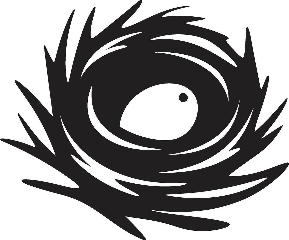 Nurturing Design Bird Nest Icon in Black Graceful Dwelling in Shadows Bird Nest Artistry vector