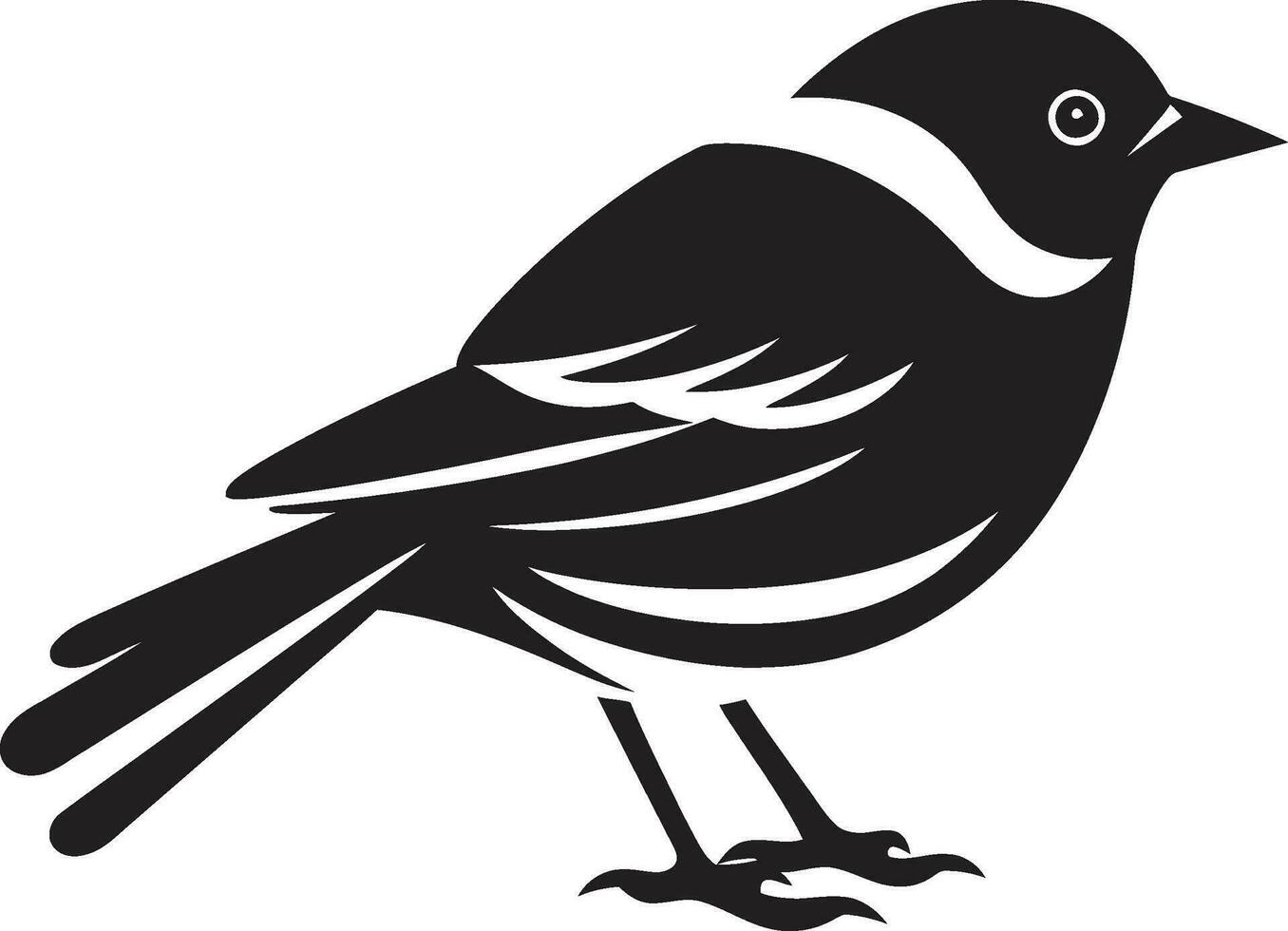 Inky Black Wings Feathered Majesty Unique Sparrow Badge Onyx Elegance vector