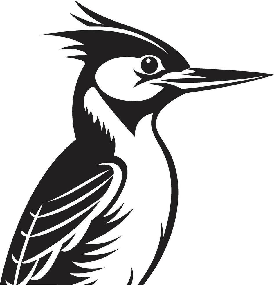 Woodpecker Bird Logo Design Black and White Elegant Woodpecker Bird Logo Design Black and White Minimalist vector