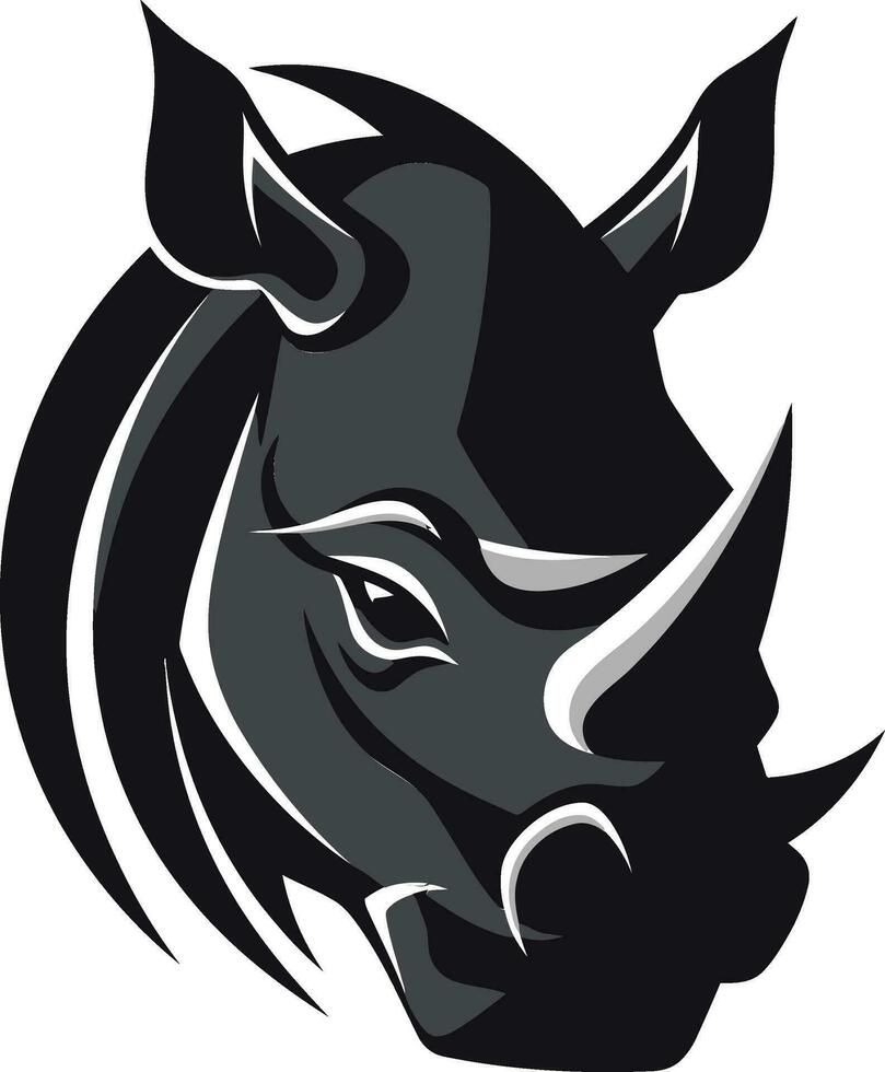Majestic Rhino Black Vector Emblem in Commanding Noir Rhino in Shadows A Modern Classic in Black