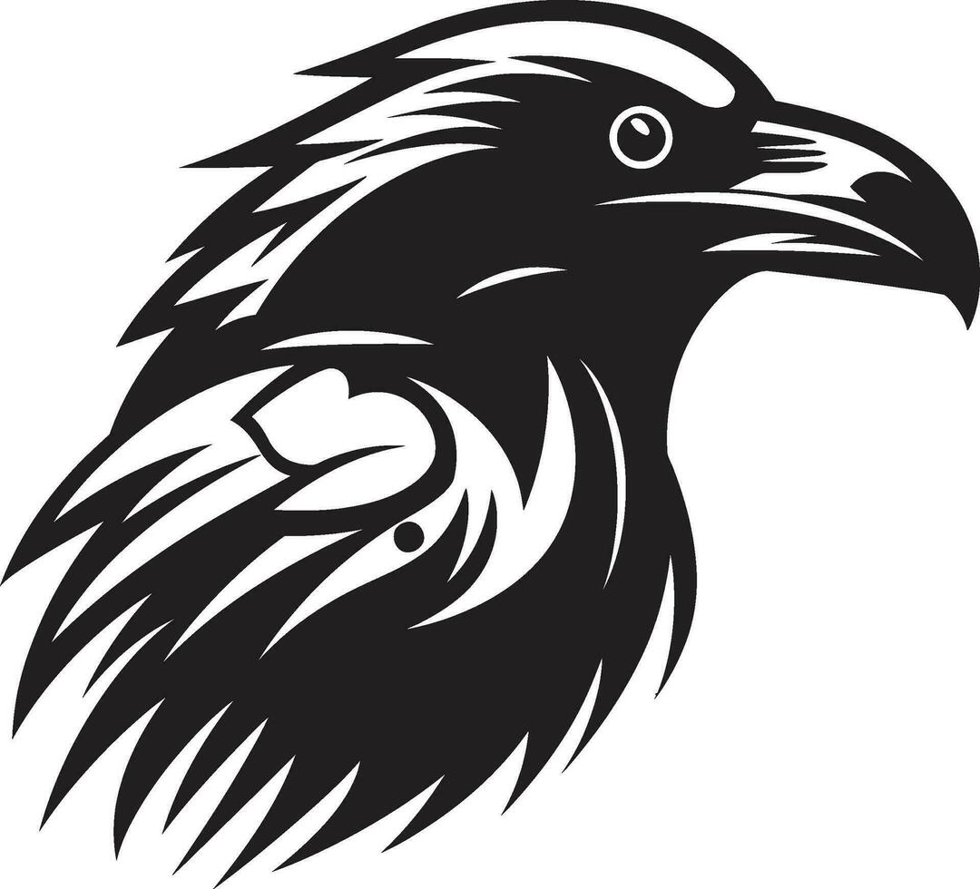 Stylish Raven Vector Symbol Modern Bird Symbolic Insignia