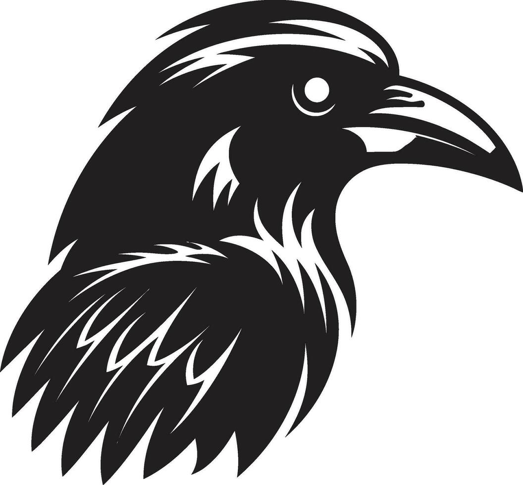 Minimalist Bird Emblem Raven Silhouette Badge of Honor vector