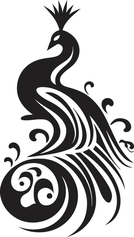 de ébano fantasía vector pavo real emblema perfil majestuoso encanto soltado negro logo icono