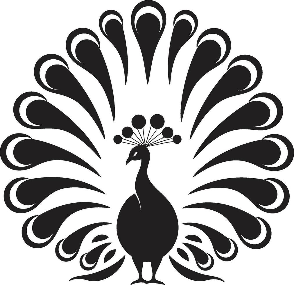 elegancia en negro vector pavo real logo ónix plumaje negro pavo real emblema