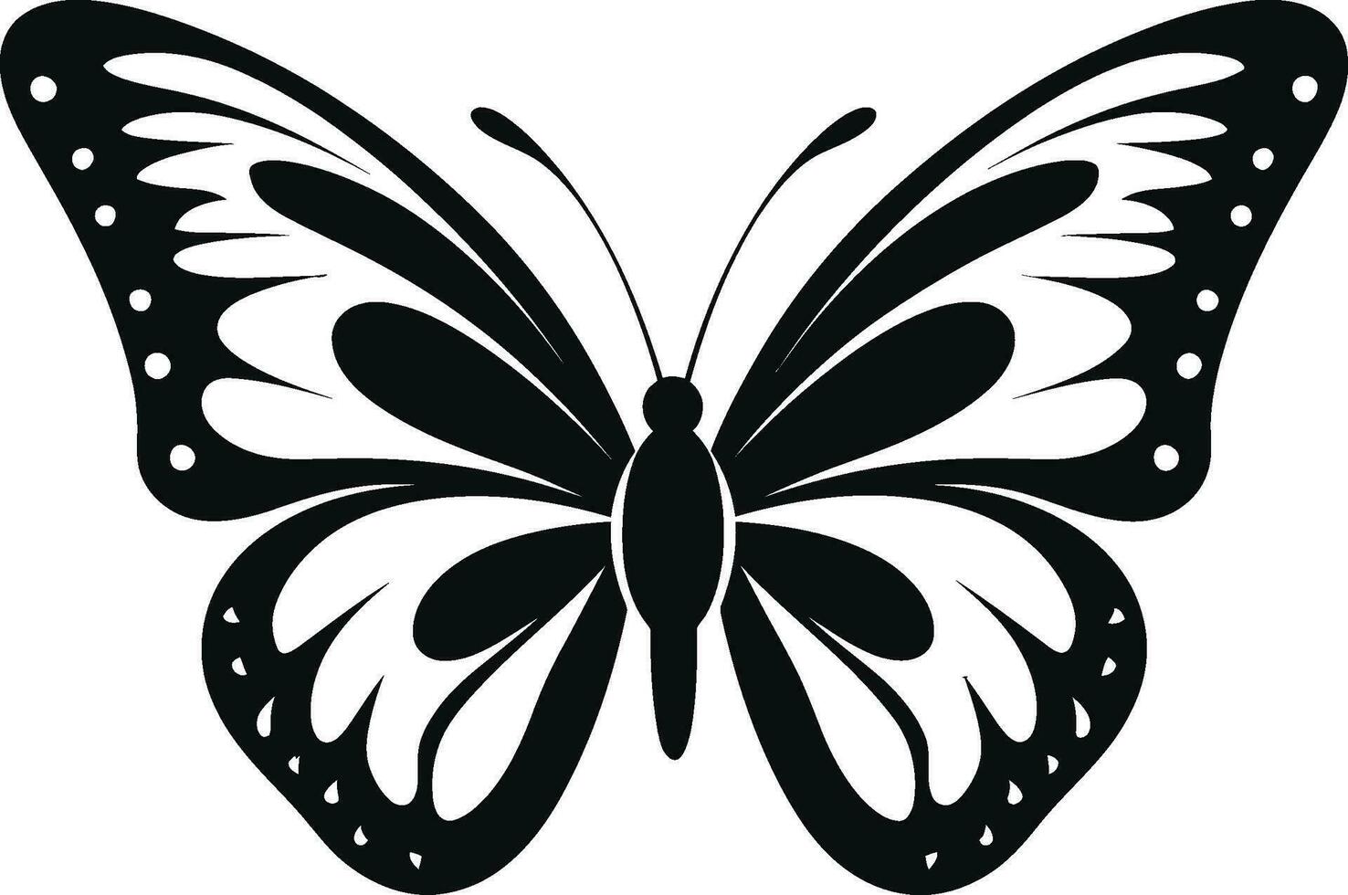 Aerial Grace Midnight Monochrome Insignia Graphic Butterfly Logo Delicate Opulence vector