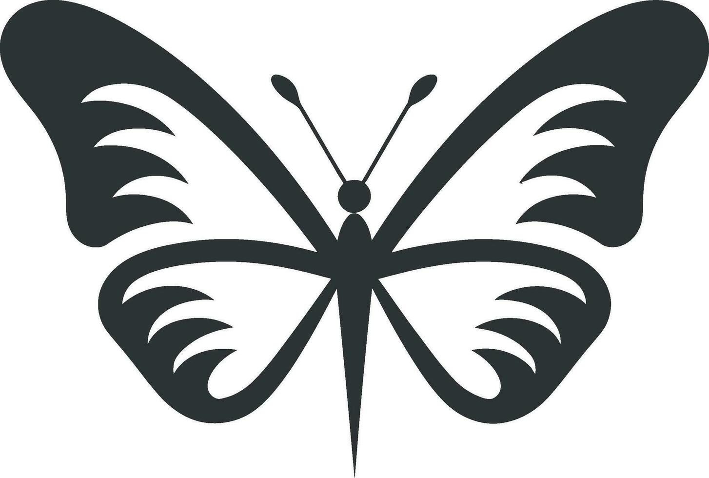 Monochrome Delight Black Butterfly Icon Sculpted Wings Black Vector Emblem