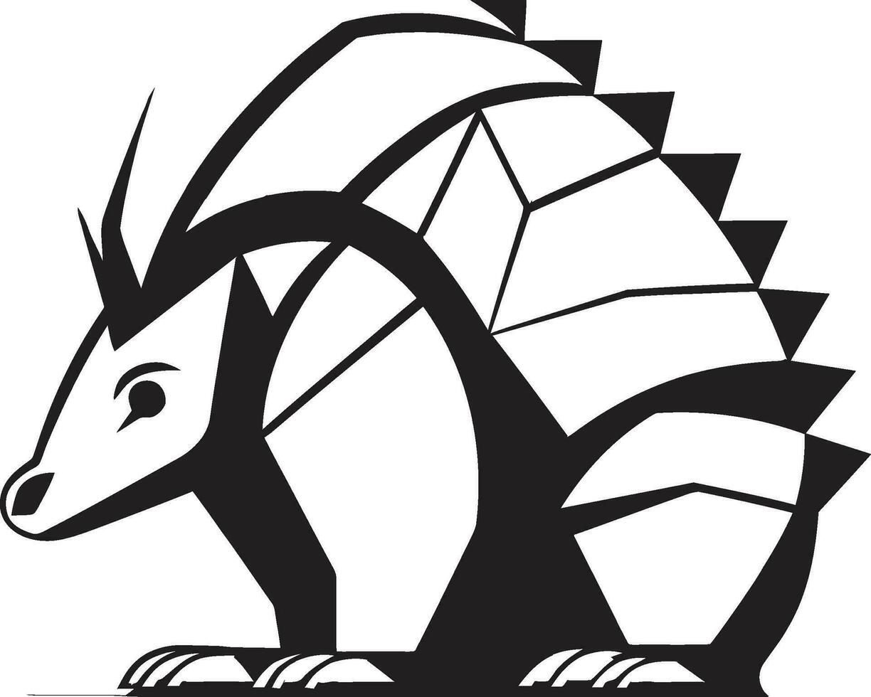 Armadillo in Shadows Modern Black Design Noir Beauty Graceful Armadillo Symbol vector