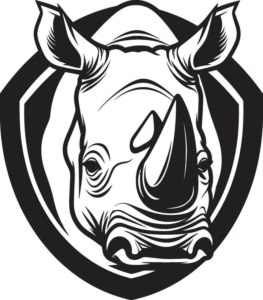 monocromo majestad rinoceronte símbolo en el salvaje el Arte de el sabana negro vector emblema
