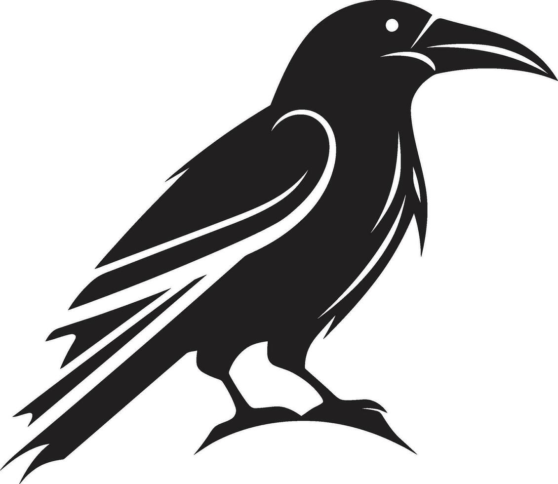 Raven Silhouette Badge of Honor Geometric Black Raven Logo vector
