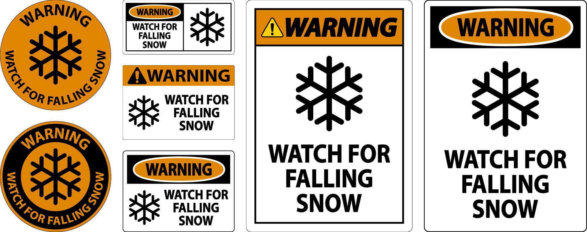 advertencia firmar reloj para que cae nieve vector