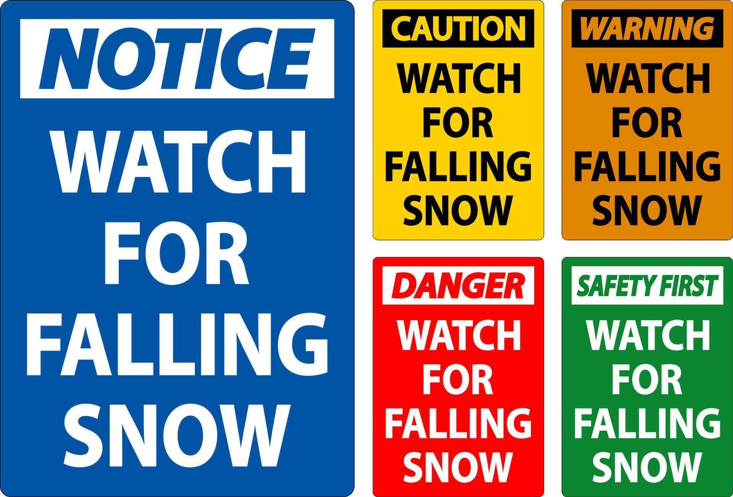 advertencia firmar reloj para que cae nieve vector