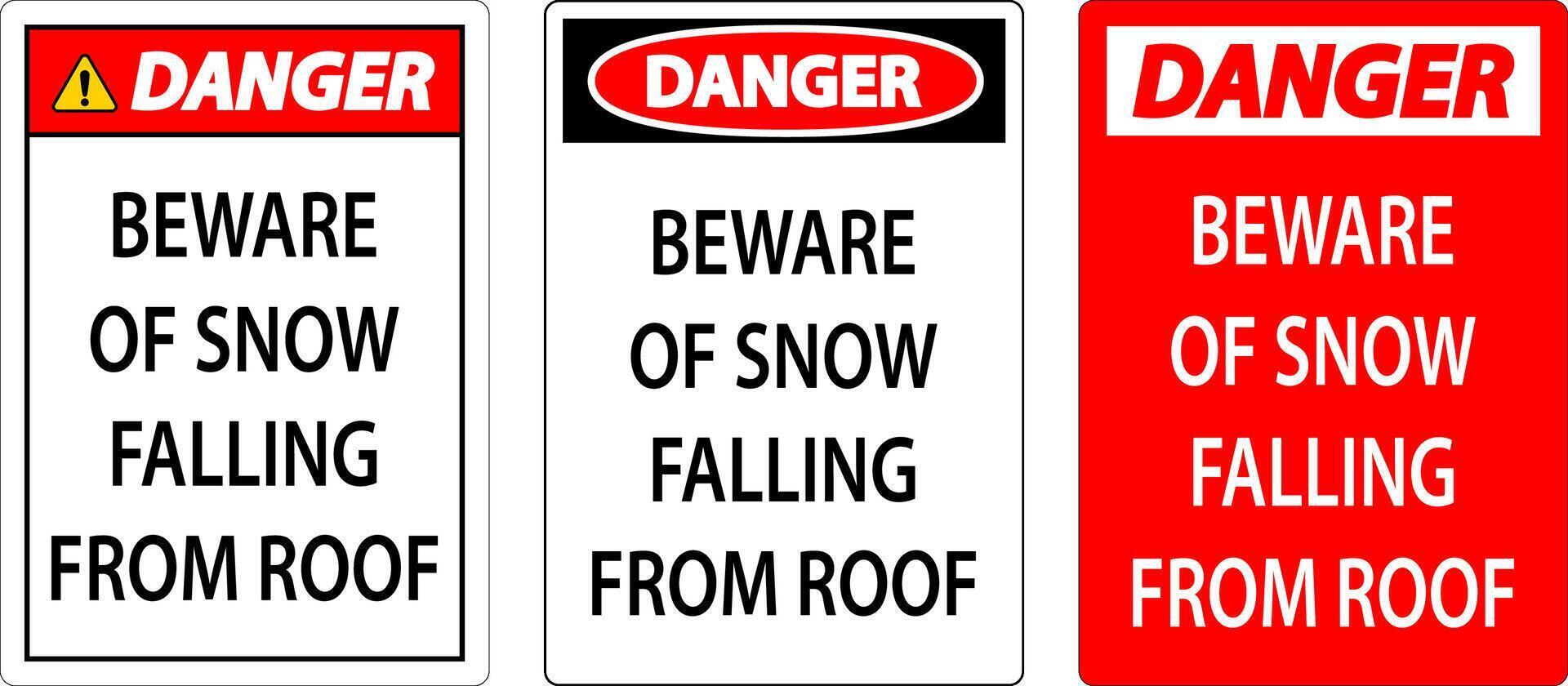 Danger Sign Beware Of Snow Falling From Roof vector