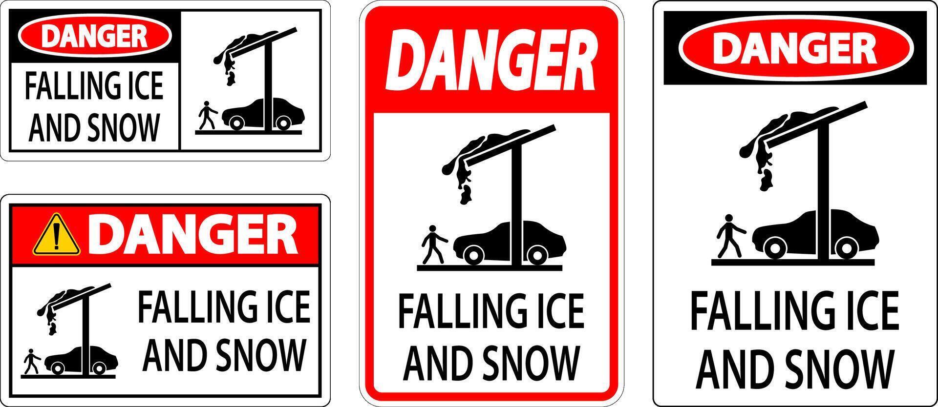 Ice and Snow Danger Sign Caution - Falling Ice And Snow Sign vector