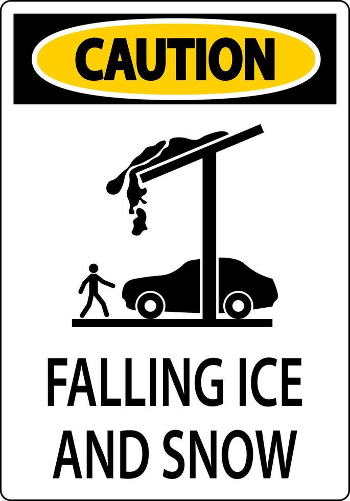 Ice and Snow Caution Sign Caution - Falling Ice And Snow Sign vector