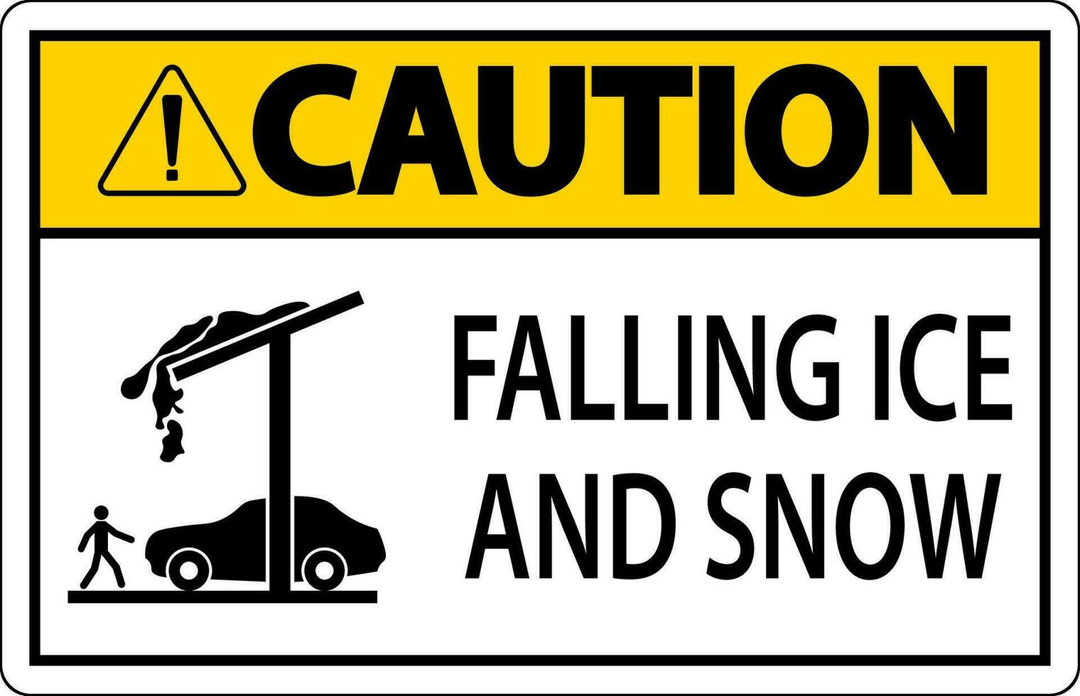 hielo y nieve precaución firmar precaución - que cae hielo y nieve firmar vector