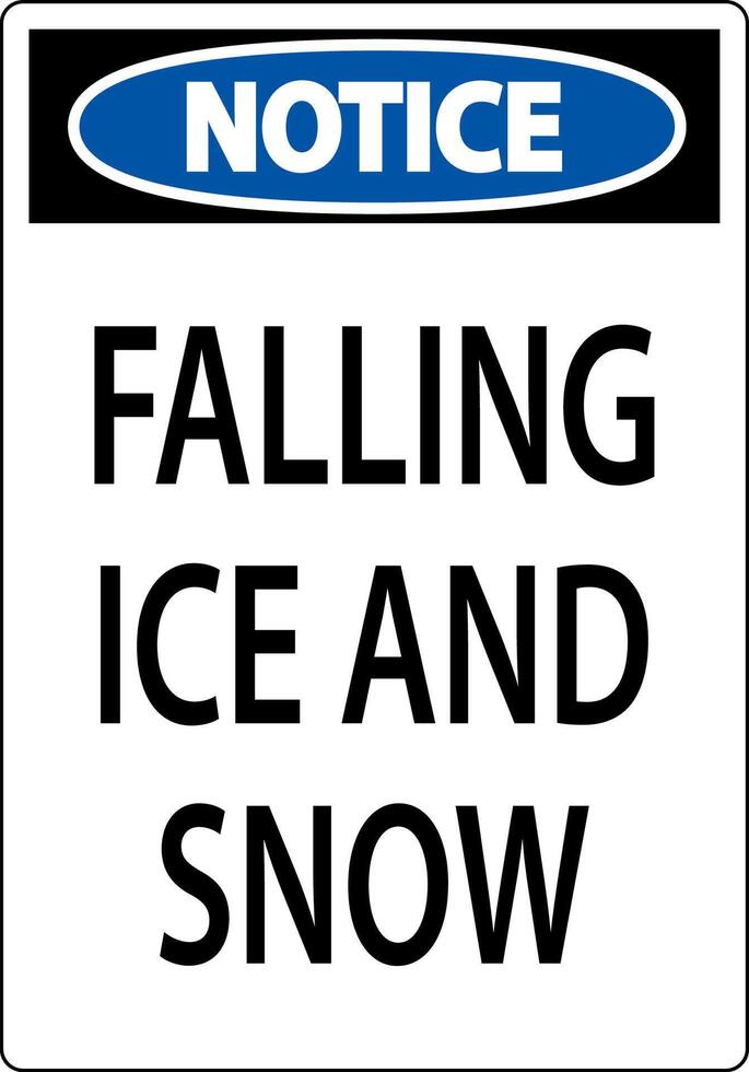 Notice Sign Falling Ice And Snow vector