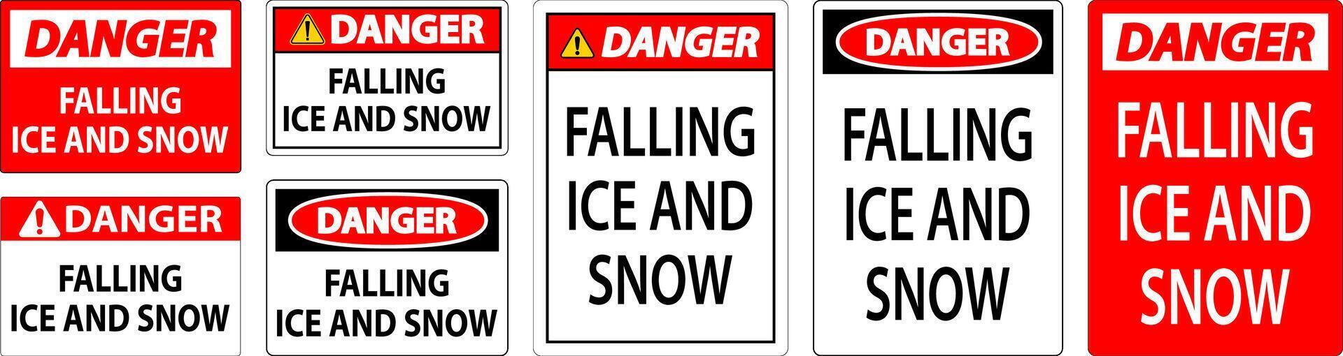 Danger Sign Falling Ice And Snow vector