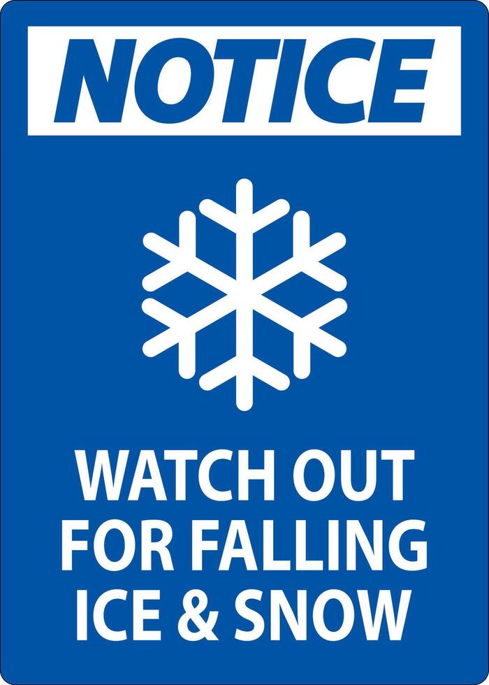 Notice Sign Watch Out For Falling Ice And Snow vector
