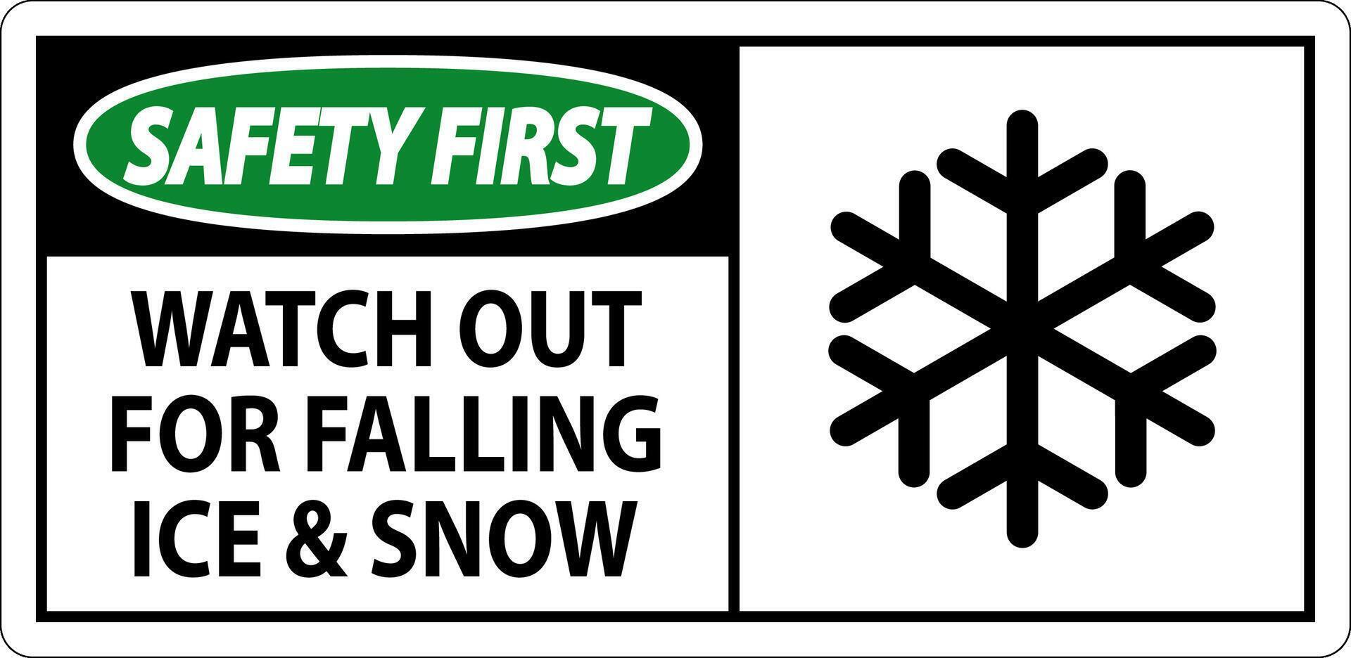 Safety First Sign Watch Out For Falling Ice And Snow vector