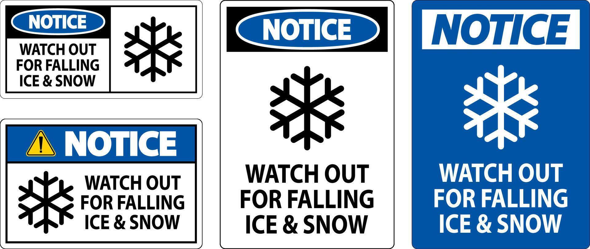 Notice Sign Watch Out For Falling Ice And Snow vector