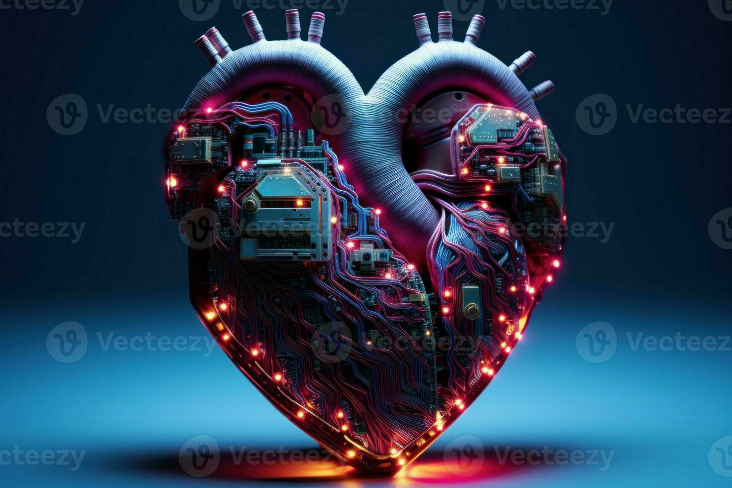 Programmable Heart of chips and circuits. Generate Ai photo