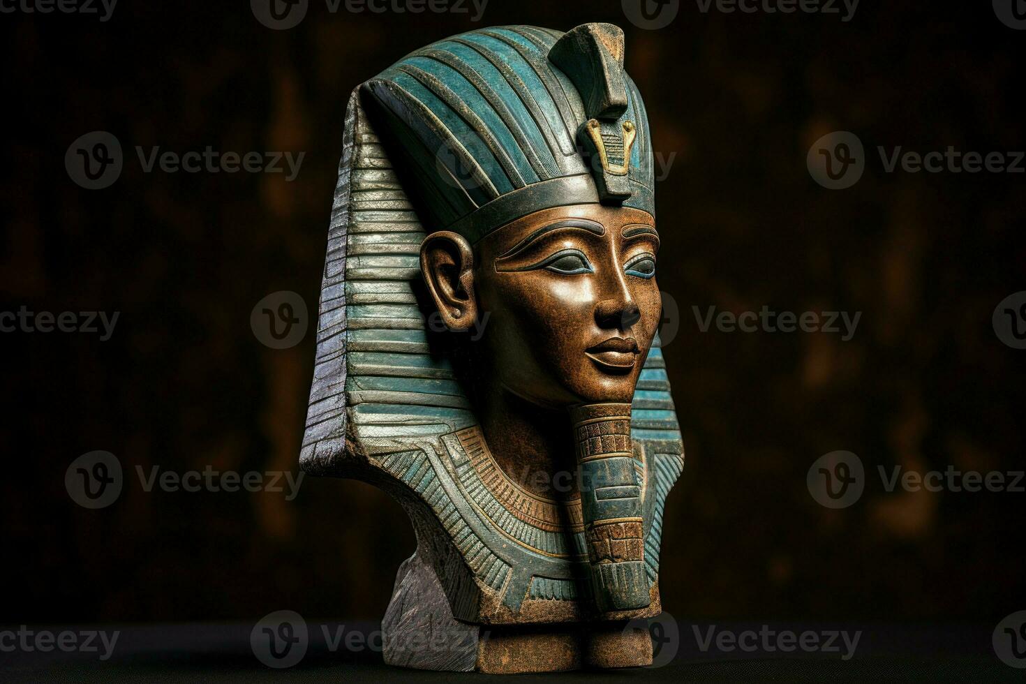 Mysterious Egyptian king head. Generate Ai photo