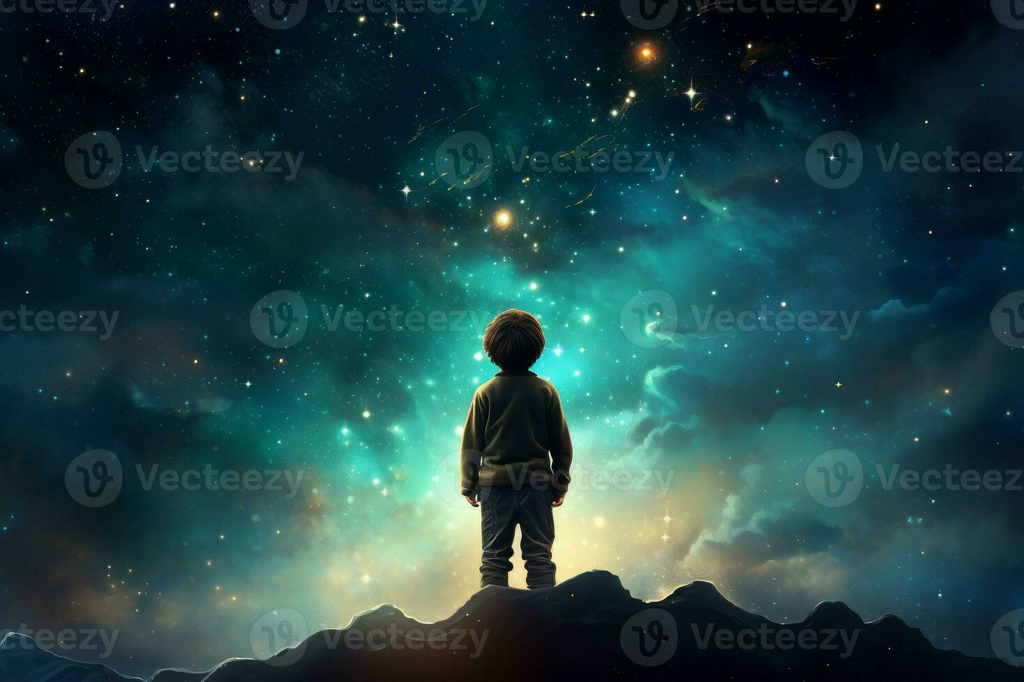 Dedicated Astronomer scientist starry sky night. Generate Ai photo