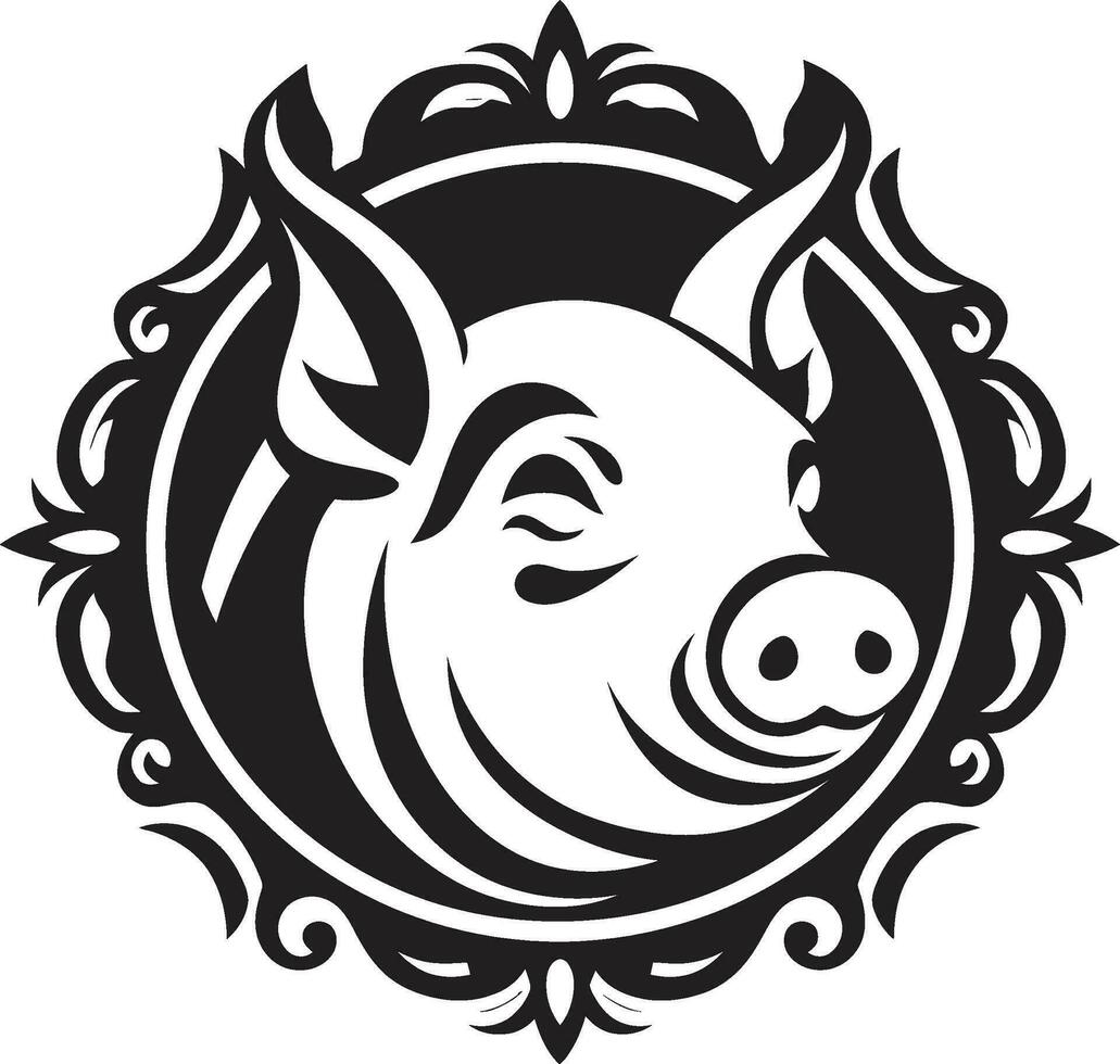 Minimalistic Pig Logo Concept Elegant Porky Emblem vector