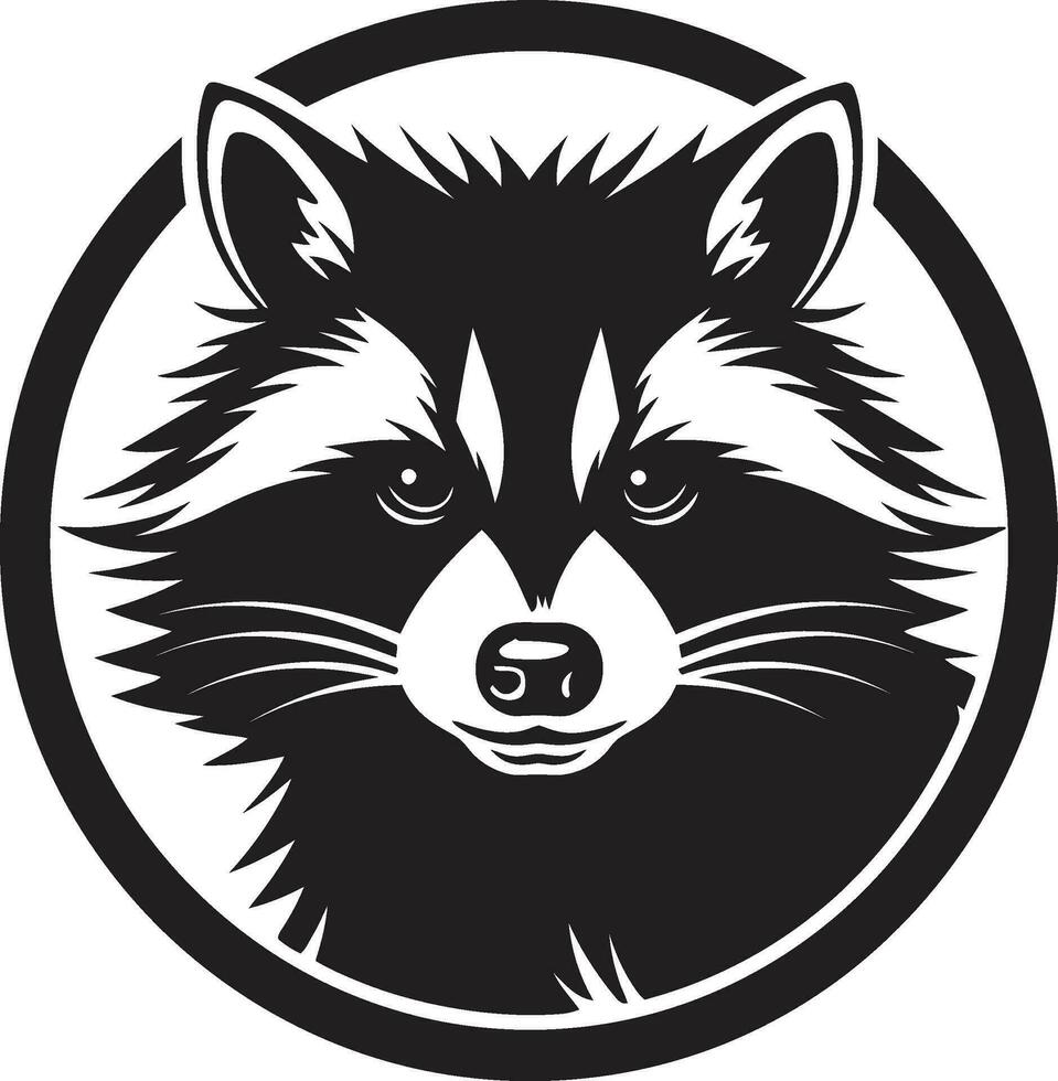 Sleek Raccoon Silhouette Seal Abstract Black Masked Bandit Insignia vector