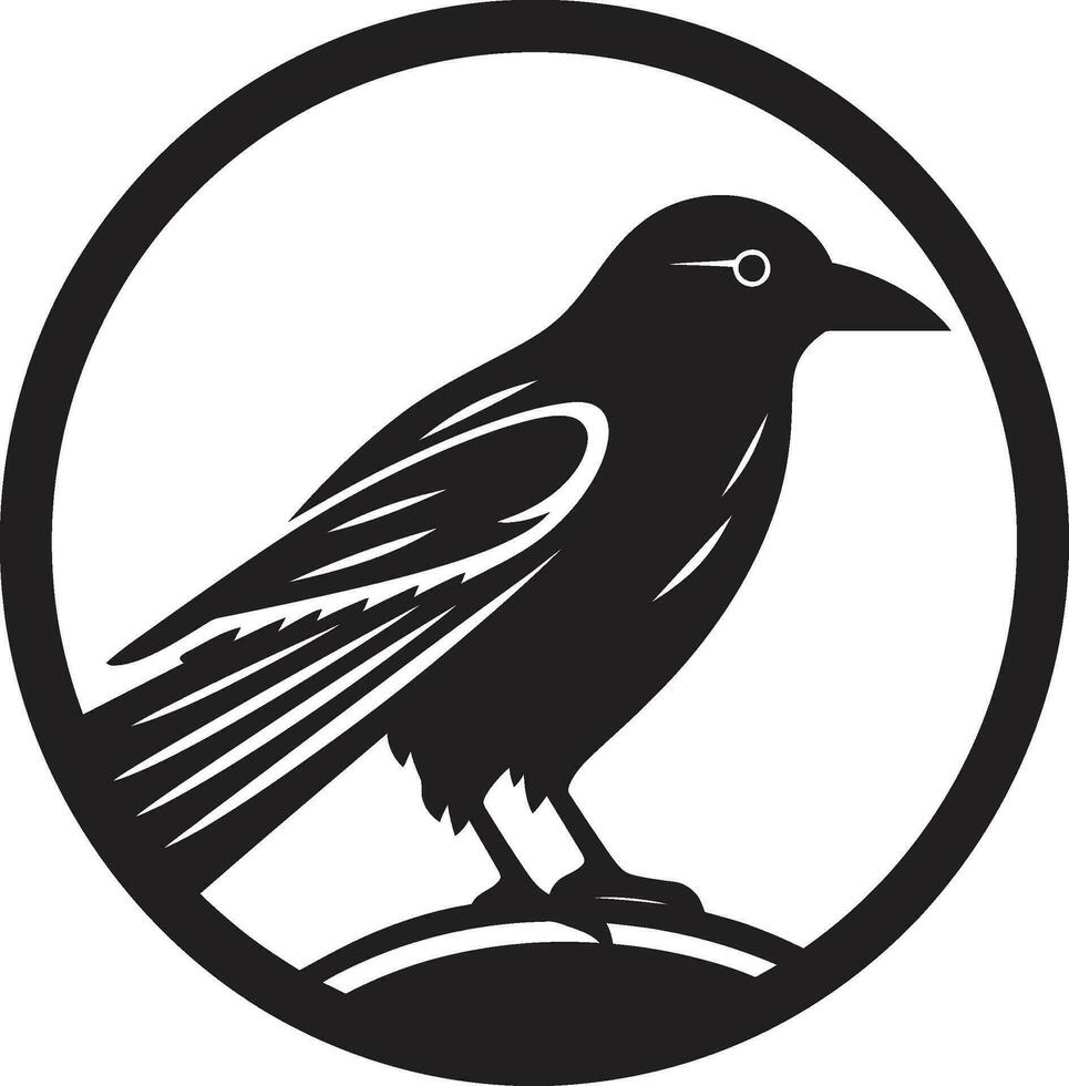 Minimalistic Black Bird Crest Abstract Raven Vector Badge