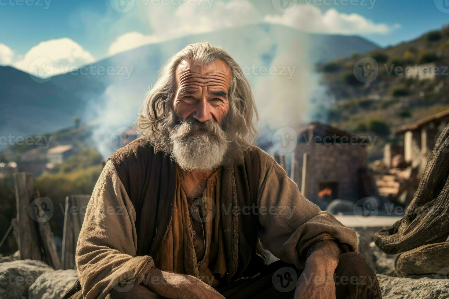 Ancient greek old man. Generate Ai photo