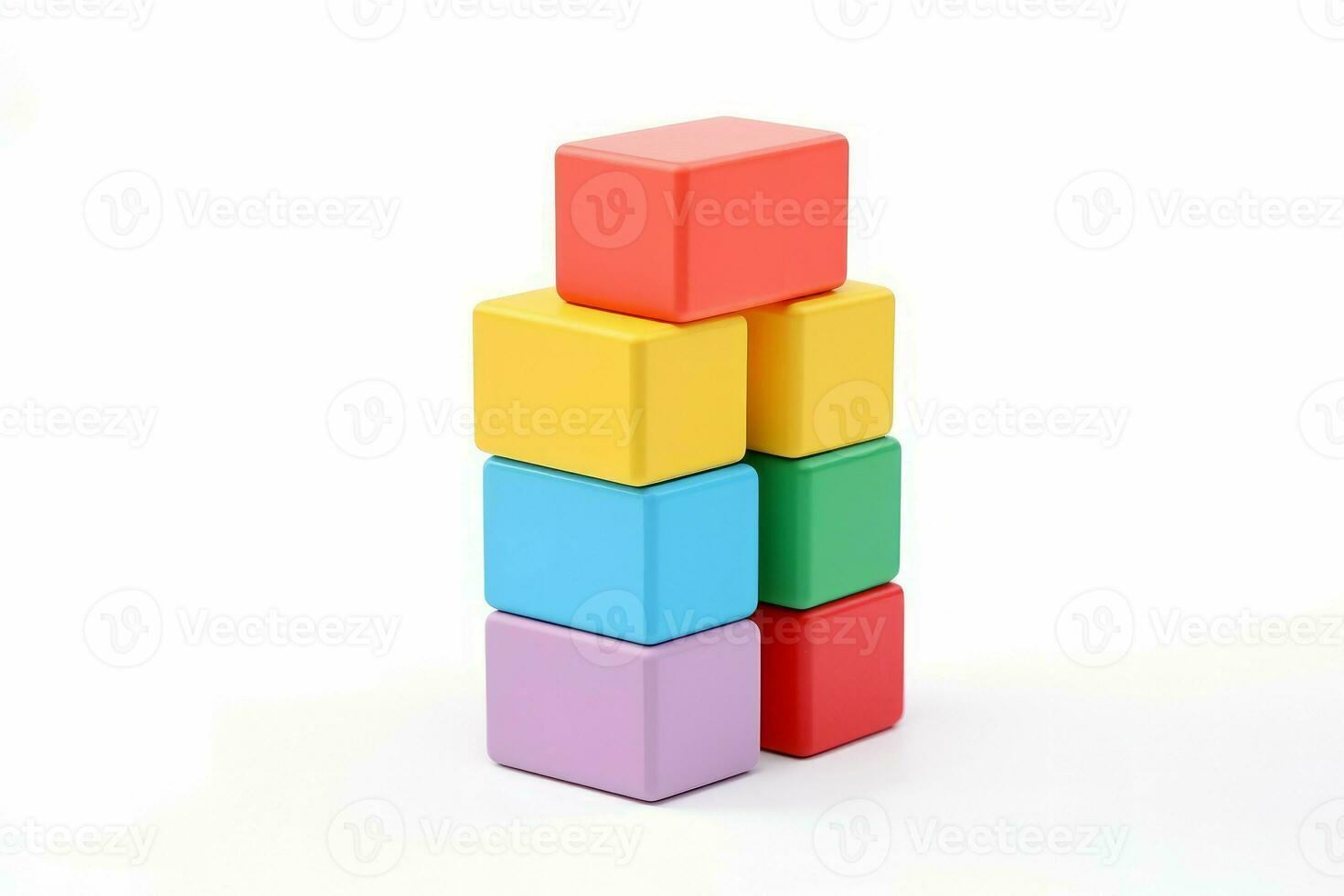 Colorful blocks tower isolated on white background. Generate Ai photo