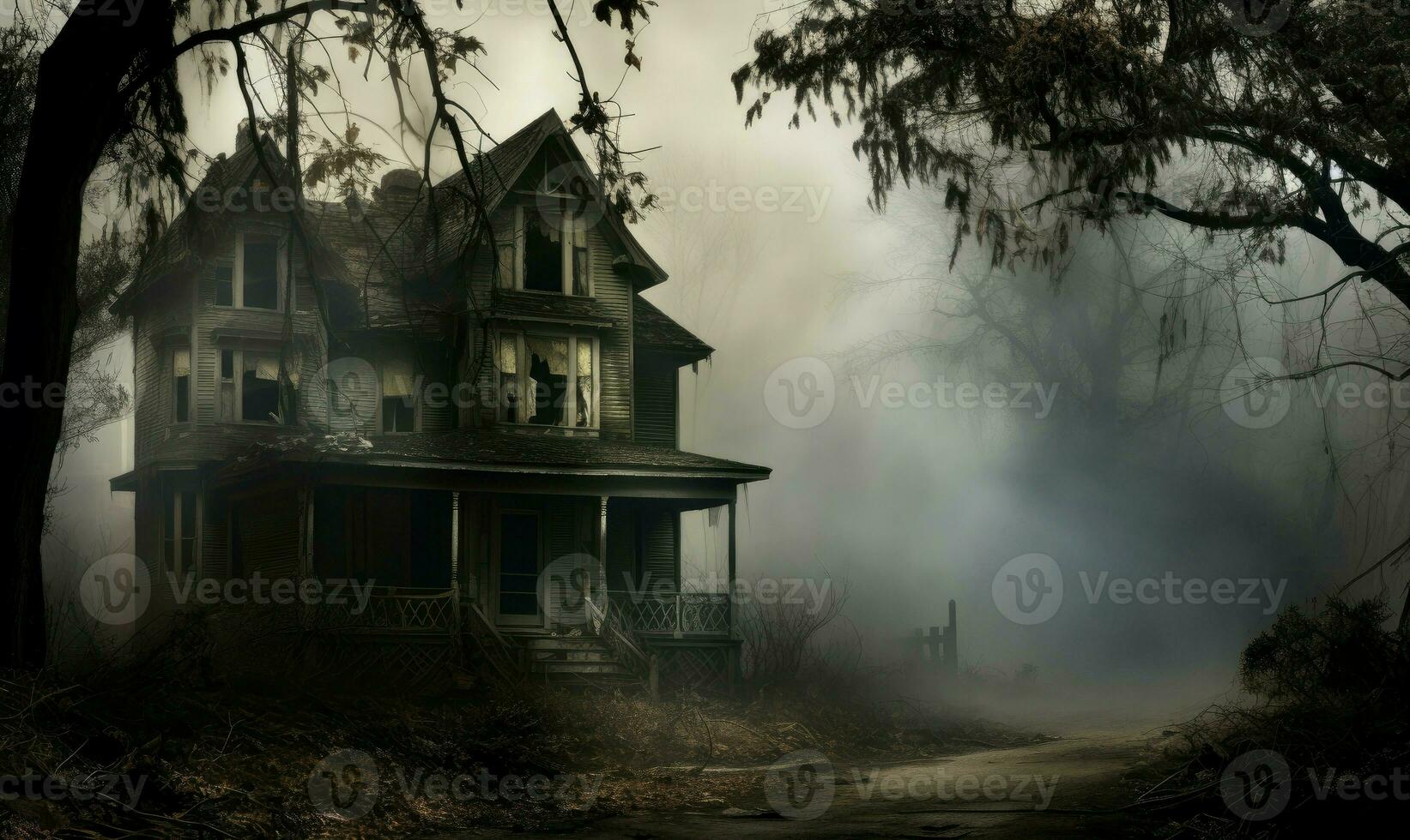 Chilling Ghostly house. Generate Ai photo