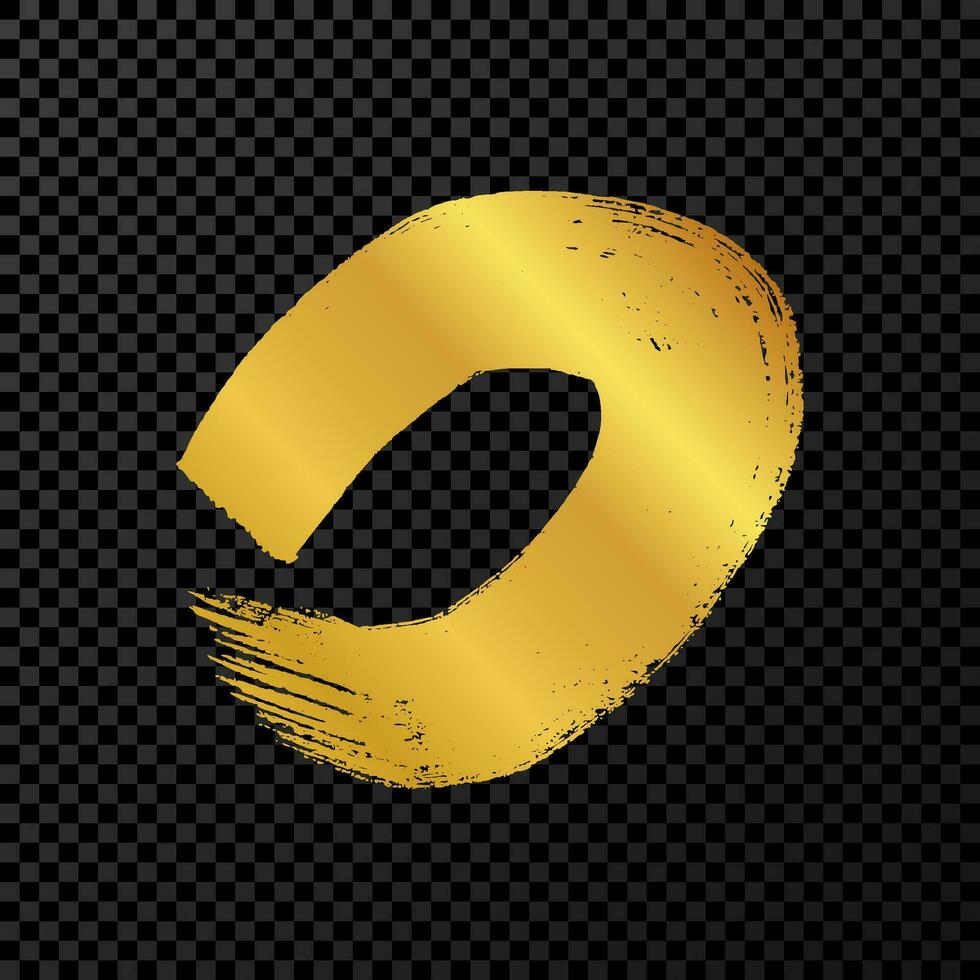 Gold grunge brush strokes in circle form vector
