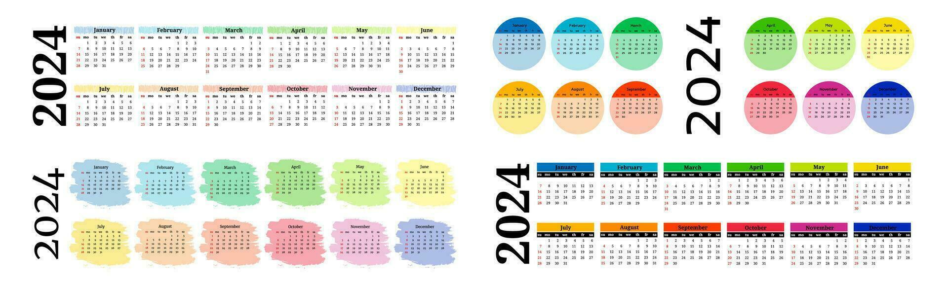 Calendar for 2024 isolated on a white background vector