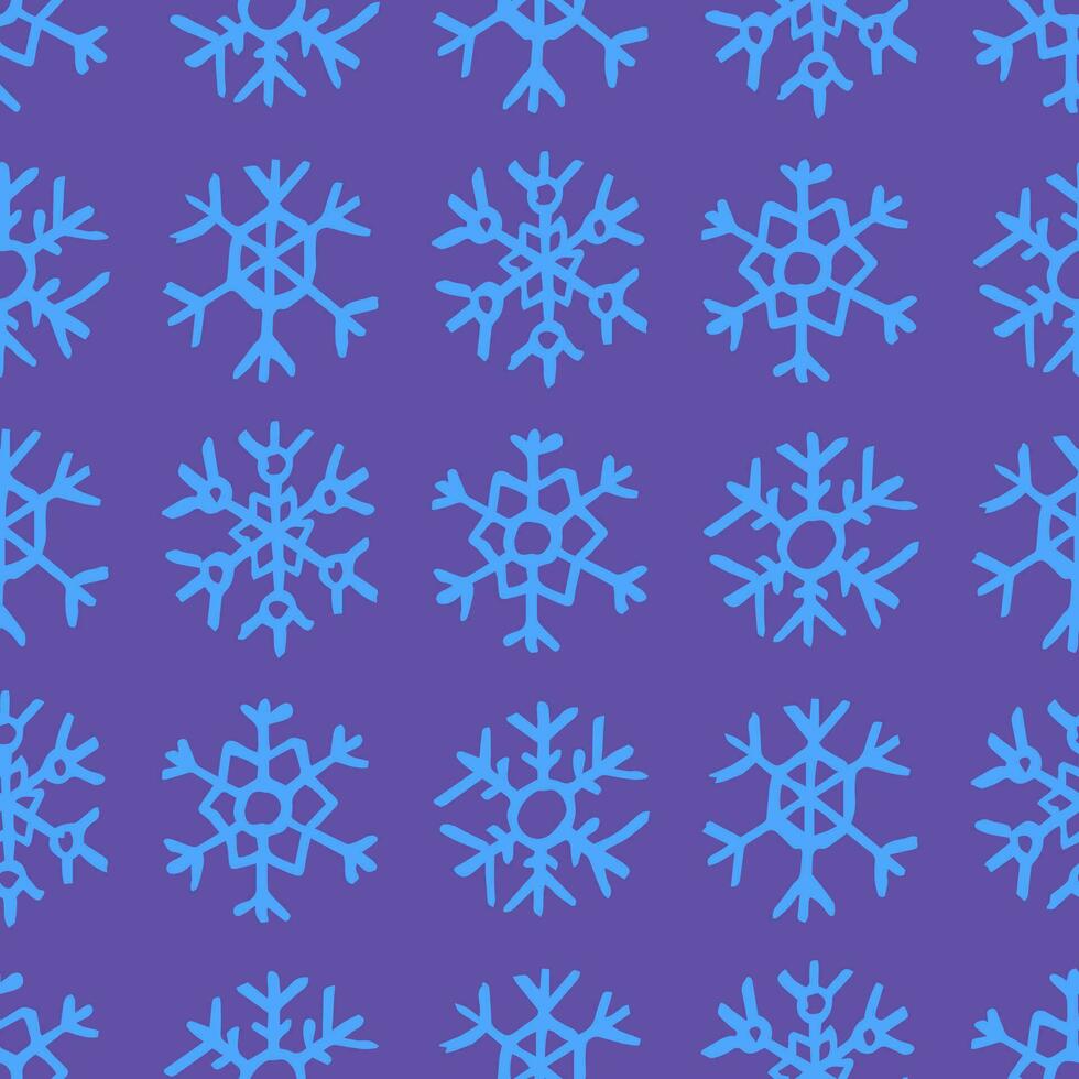 Seamless background of hand drawn snowflakes. Christmas and New Year decoration elements. Vector illustration.