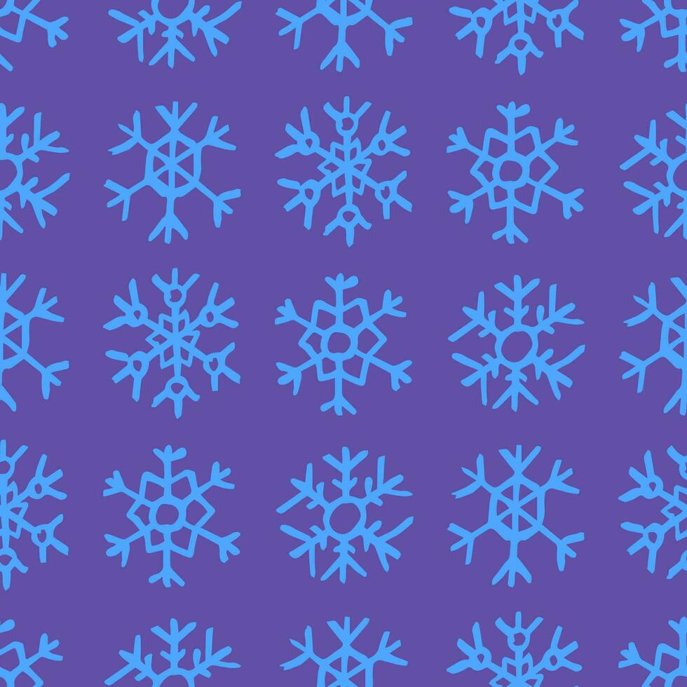 Seamless background of hand drawn snowflakes. Christmas and New Year decoration elements. Vector illustration.