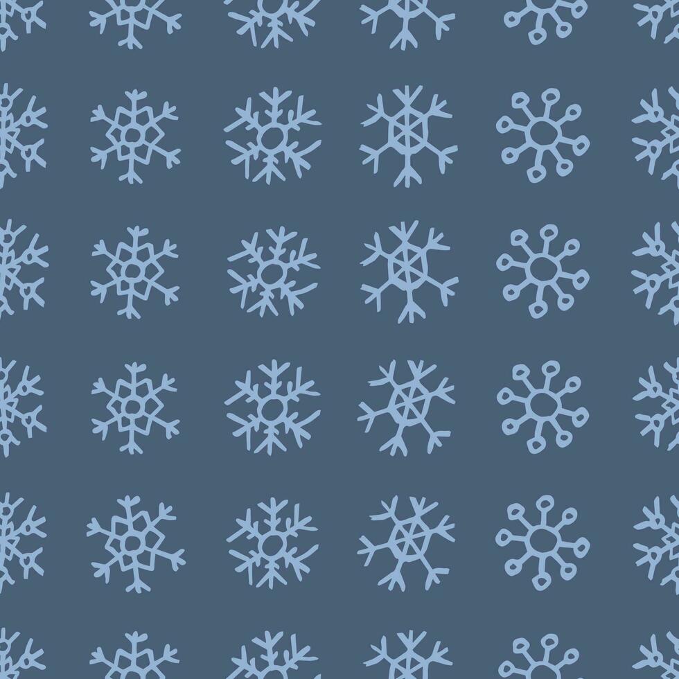 Seamless background of hand drawn snowflakes. Christmas and New Year decoration elements. Vector illustration.