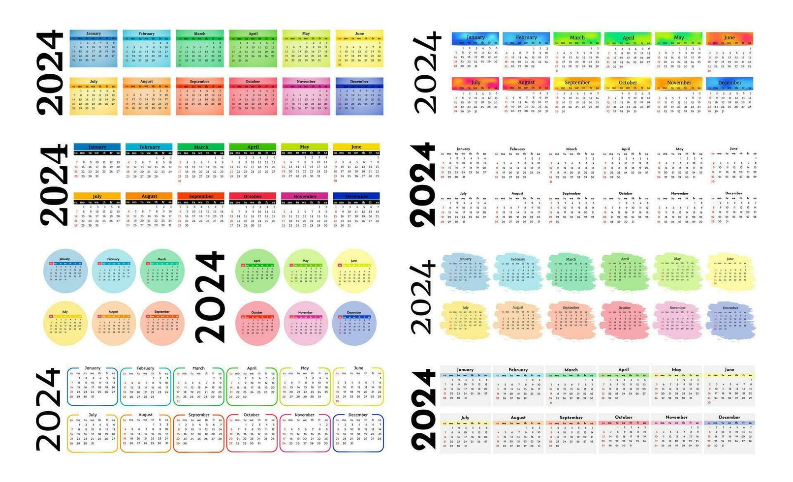 calendario para 2024 aislado en un blanco antecedentes vector